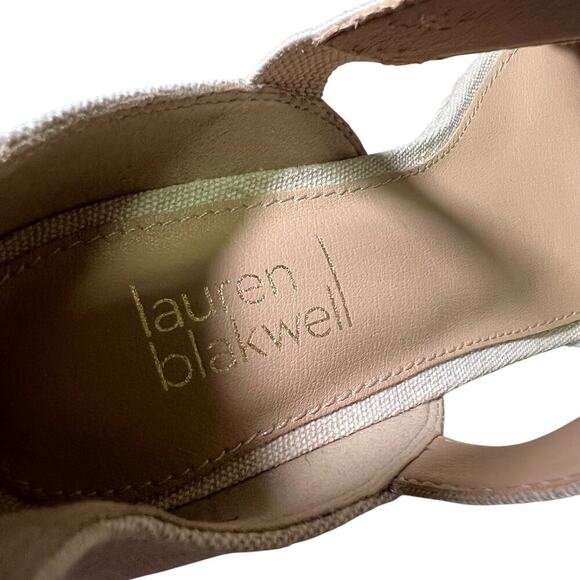 Lauren Blakwell Lizzie Wedge Sandal Frayed Canvas Espadrille Strappy Womans US 7 - Picture 6 of 10